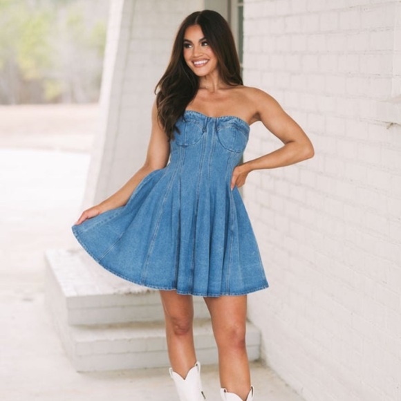 Blue Blush Dresses & Skirts - Denim Corset Mini Dress